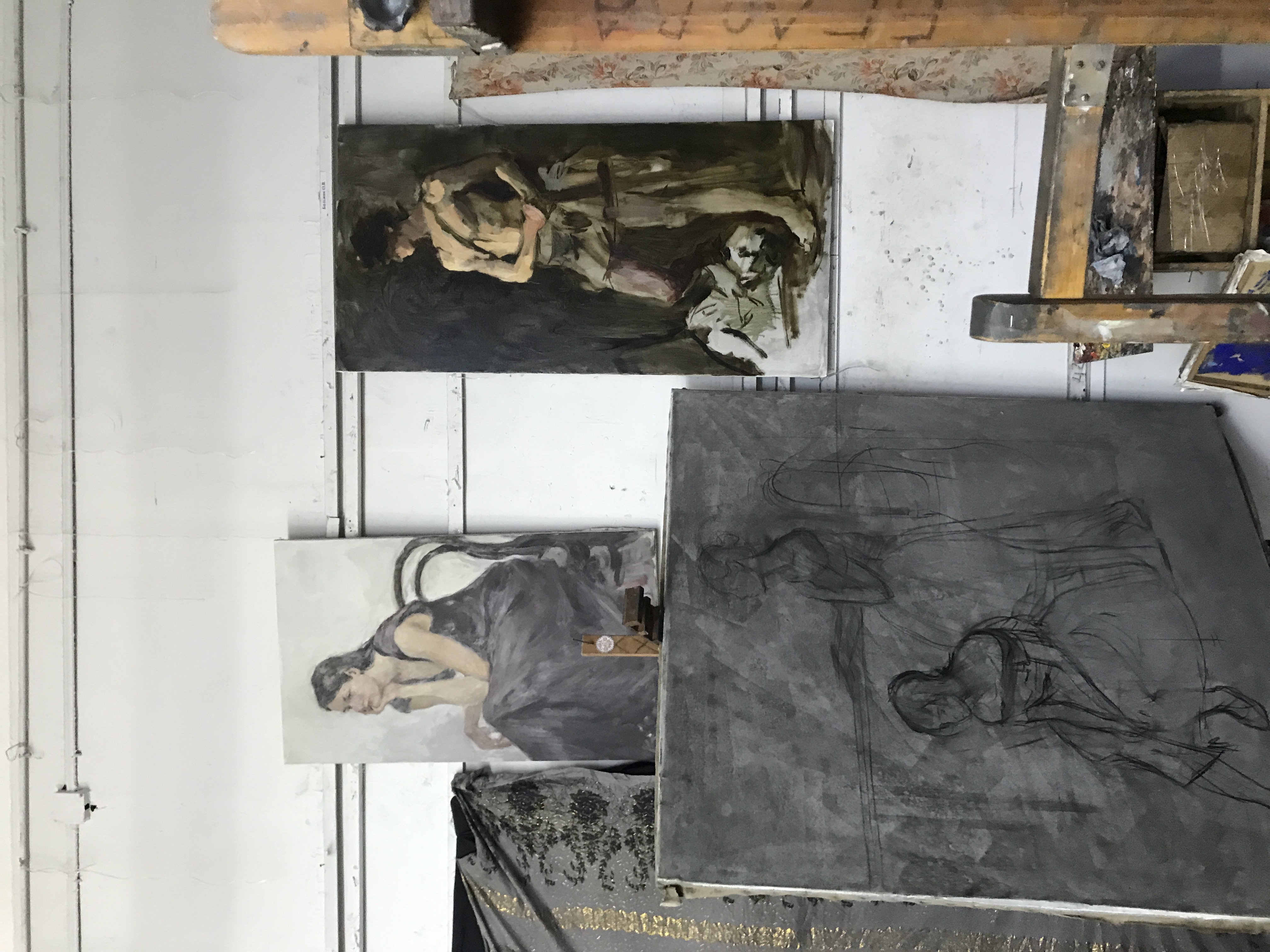 Работы на стене студии